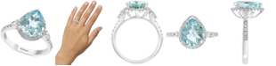 EFFY Collection EFFY&reg; Aquamarine (2-5/8 ct. t.w.) & Diamond (3/8 ct.t.w.) Pear Shaped Halo Ring in 14k White Gold